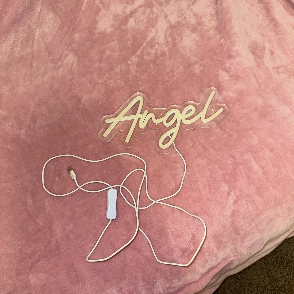 Pottery Barn Teen 'Angel' Neon Light in Pink and White